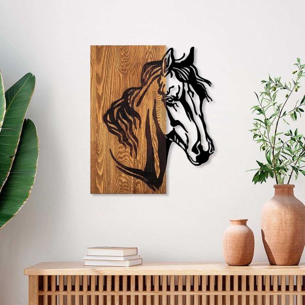 Décoration murale en bois et métal Walnut - HANAH HOME