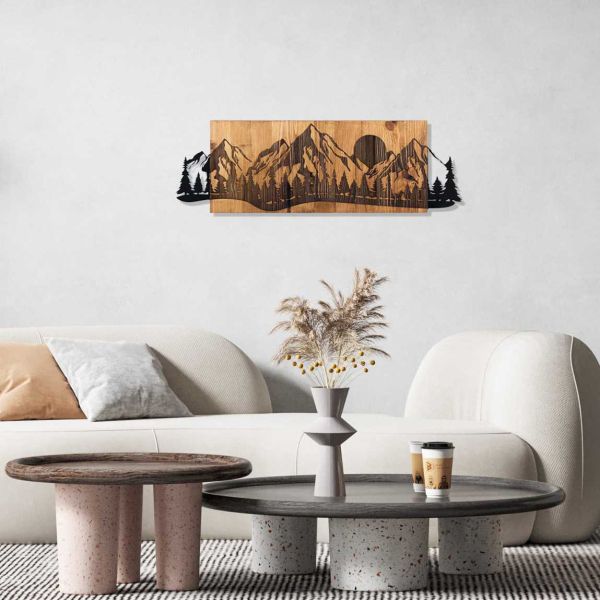 Décoration murale en bois et métal Walnut - HANAH HOME