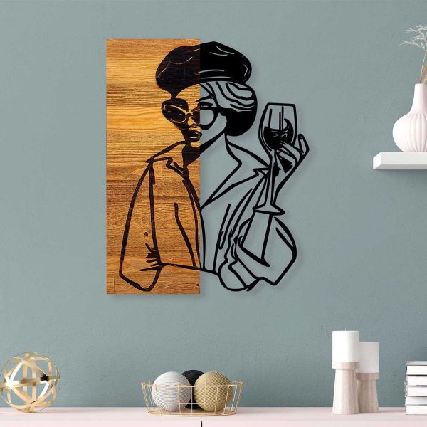 Décoration murale en bois et métal Walnut - HANAH HOME
