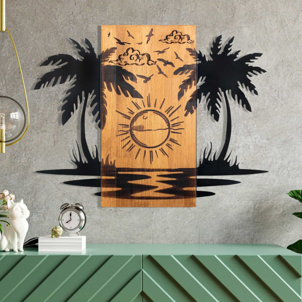 Décoration murale en bois et métal Walnut - HANAH HOME