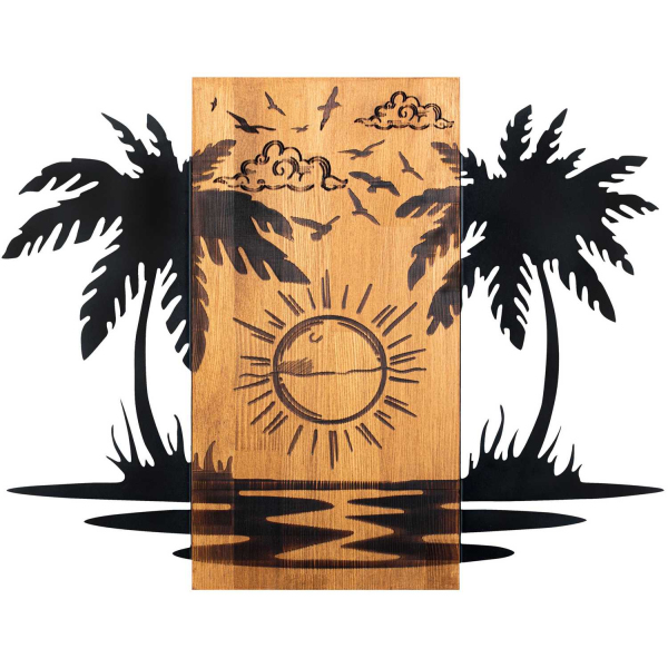 Décoration murale en bois et métal Walnut