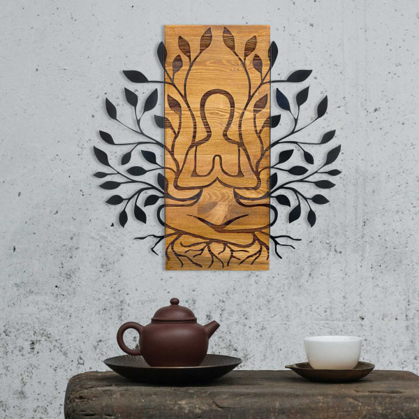 Décoration murale en bois et métal Walnut - HANAH HOME