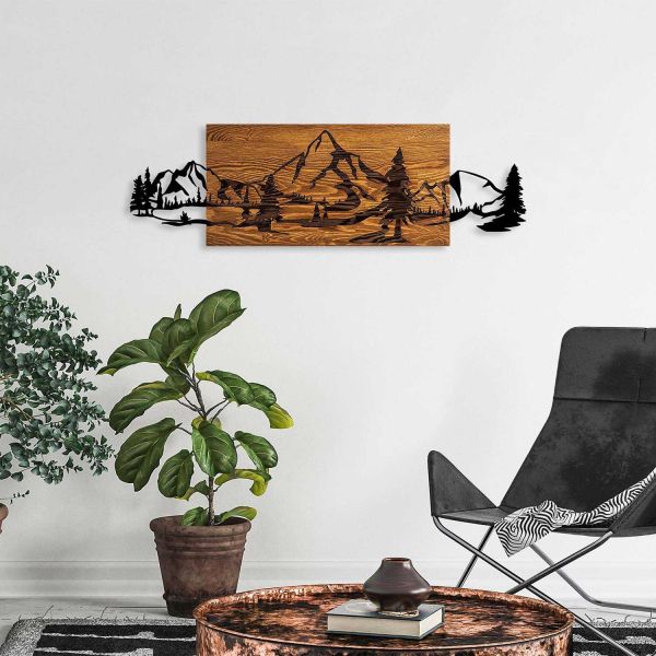 Décoration murale en bois et métal Walnut - HANAH HOME