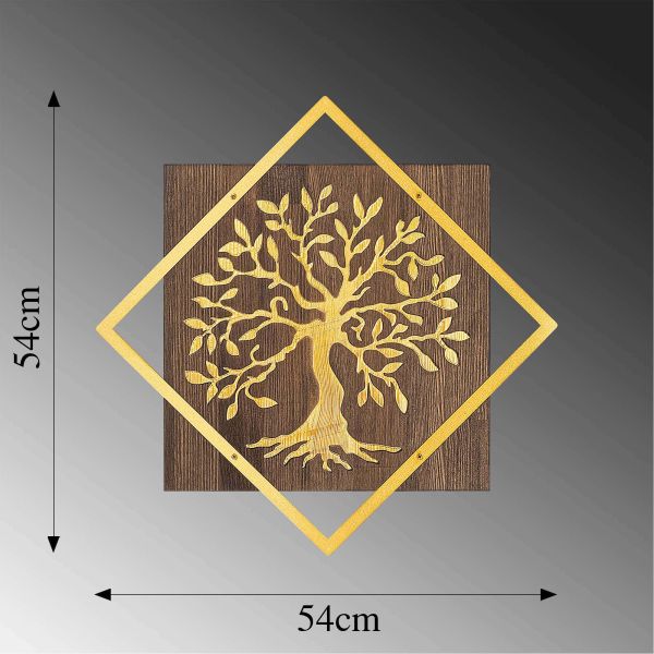 Décoration murale en bois et métal doré Walnut - ASI-0137