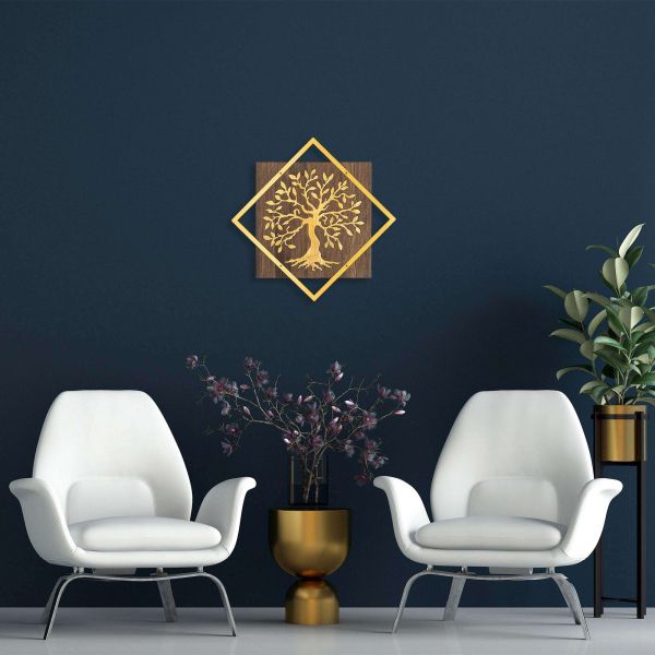 Décoration murale en bois et métal doré Walnut - 6