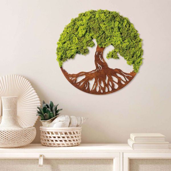 Décoration murale en bois et mousse Arbre 44 cm - HANAH HOME