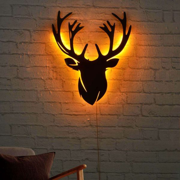 Décoration murale lumineuse en métal Cerf - HANAH HOME