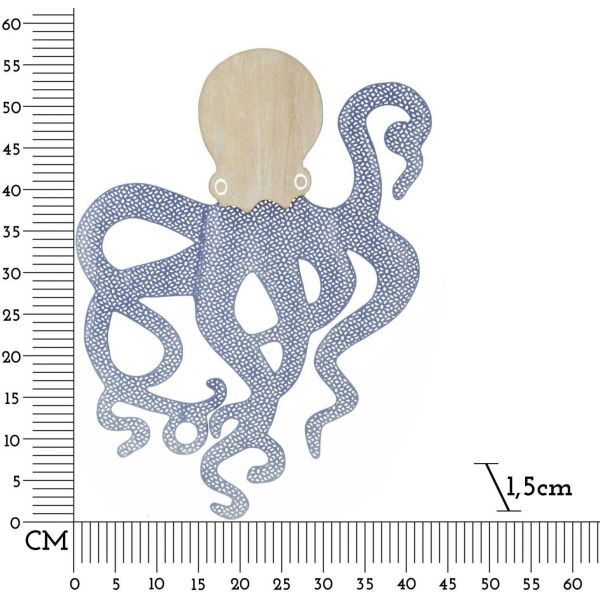 Décoration murale en mdf et métal Octopus 41 x 1.5 x 57 cm - MAU-0318