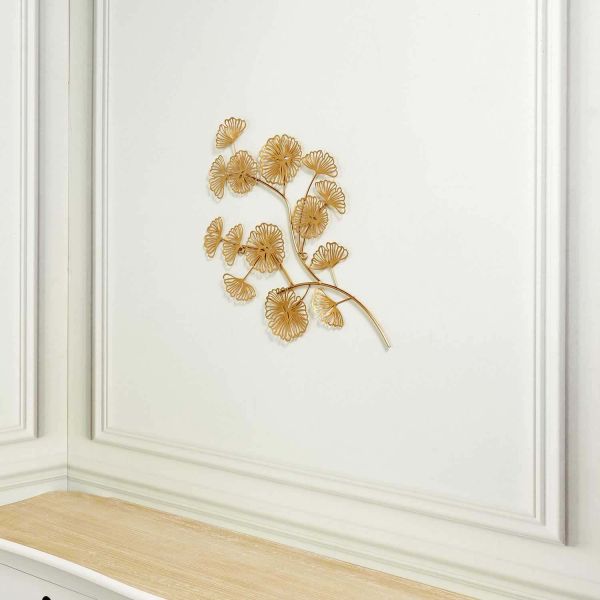 Décoration murale en métal Fleurs dorées 52 cm - CMP-4267