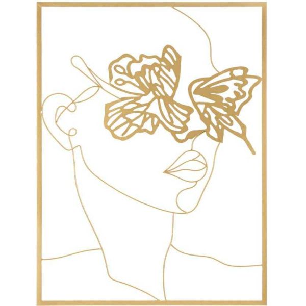 Décoration murale en métal Gold face 60 x 1 x 80 cm