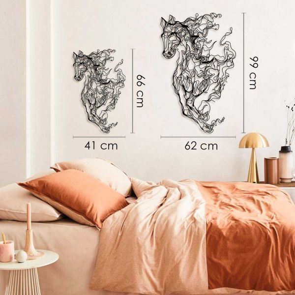 Décoration murale en métal Horse Line Art 41 x 66 cm - ASI-1251