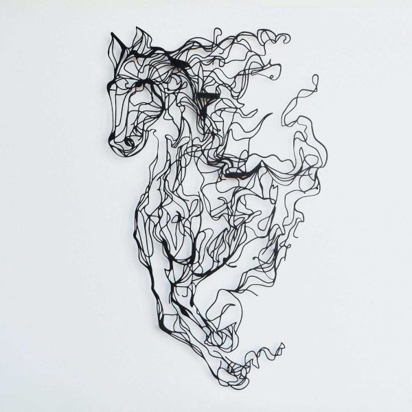 Décoration murale en métal Horse Line Art 41 x 66 cm - 59,90