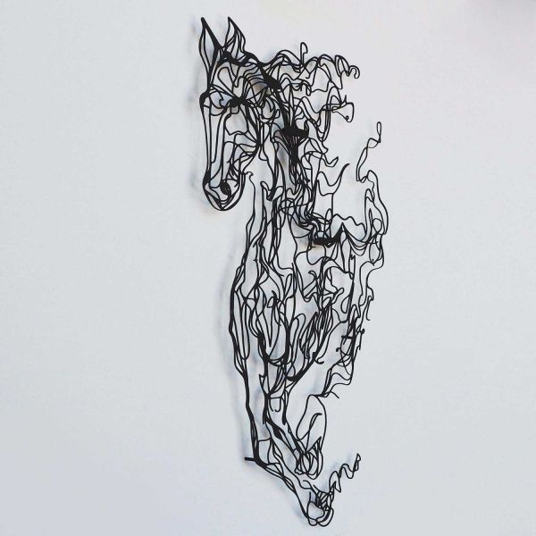 Décoration murale en métal Horse Line Art 41 x 66 cm - 5