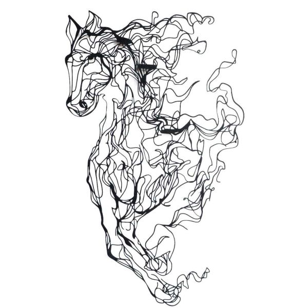 Décoration murale en métal Horse Line Art 41 x 66 cm