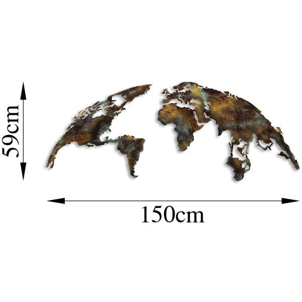 Décoration murale en métal Mappemonde - ASI-0154