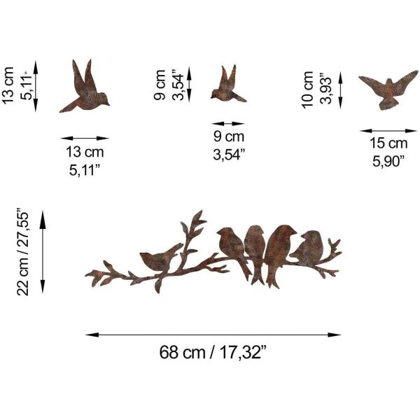 Décoration murale en métal Oiseaux - ASI-1664