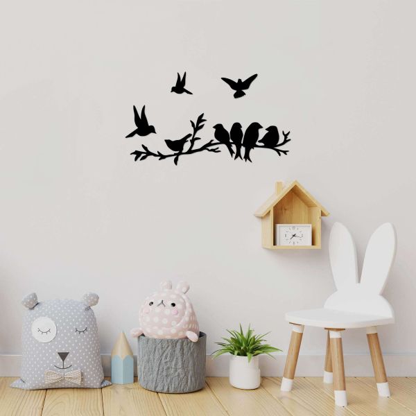 Décoration murale en métal Oiseaux sur bracnhes et en vol - 5