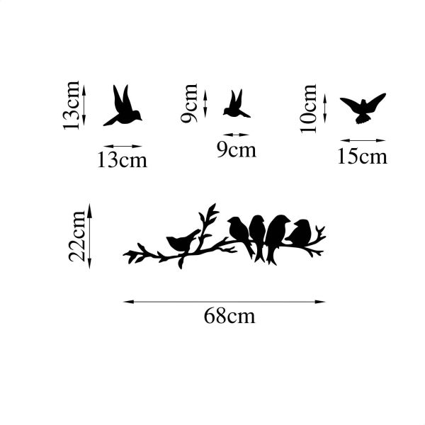 Décoration murale en métal Oiseaux sur branches et en vol - ASI-0136