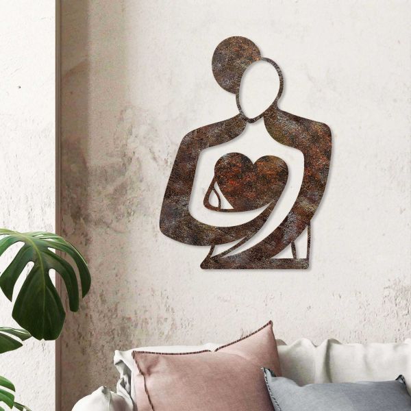 Décoration murale en métal Rusty Hug 52 x 70 cm - HANAH HOME