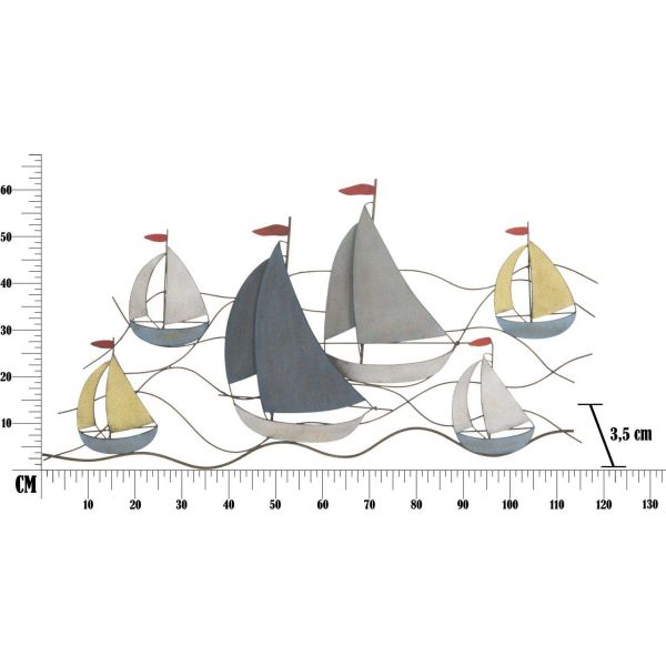 Décoration murale en métal Sea 114.5 x 3.5 x 62.5 cm - MAU-0260