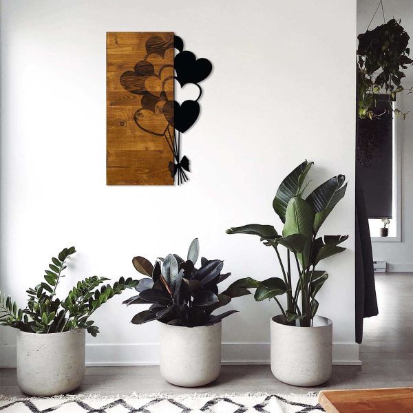 Decoration murale en métal et bois Amour - HANAH HOME