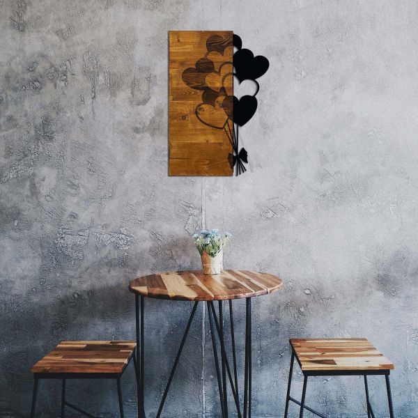 Decoration murale en métal et bois Amour - 5