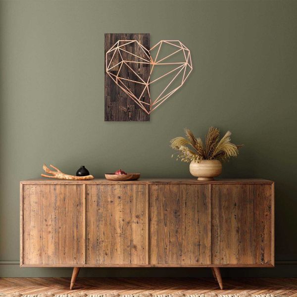 Decoration murale en métal et bois Amour - HANAH HOME
