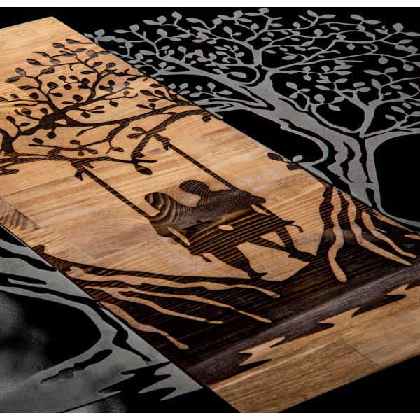 Décoration murale en métal et bois Amoureux sur balançoire - 46,90