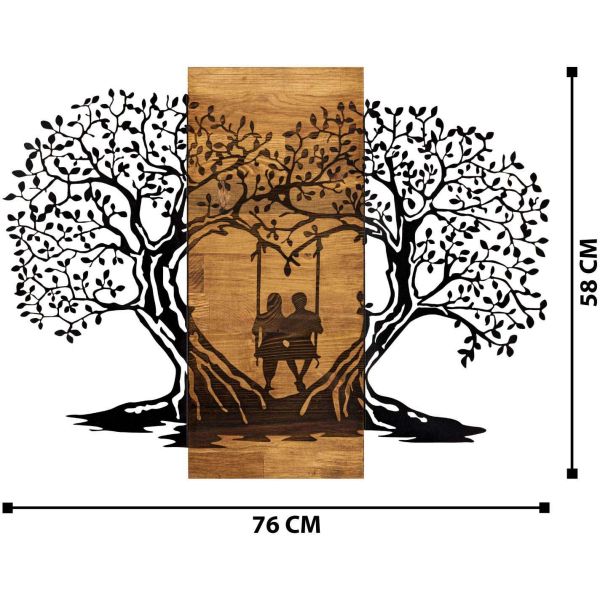 Décoration murale en métal et bois Amoureux sur balançoire - ASI-0114