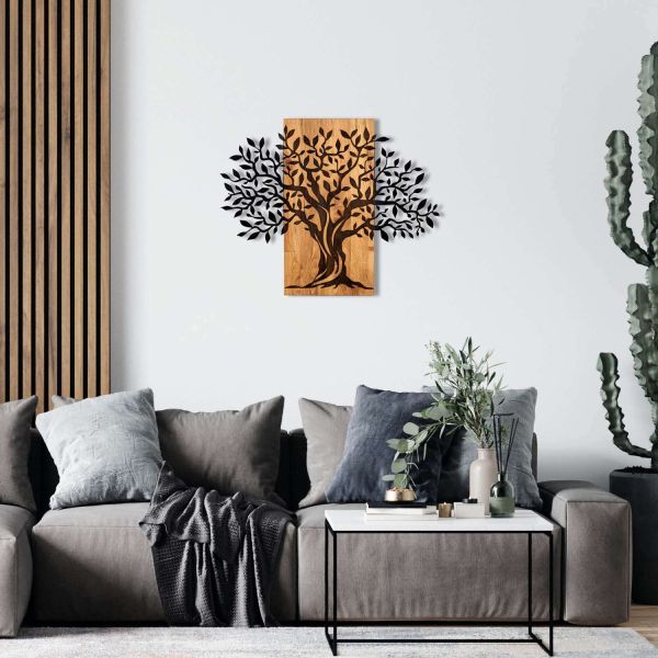 Décoration murale en métal et bois Arbre 72 x 58 cm - HANAH HOME