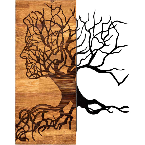Décoration murale en métal et bois Arbre