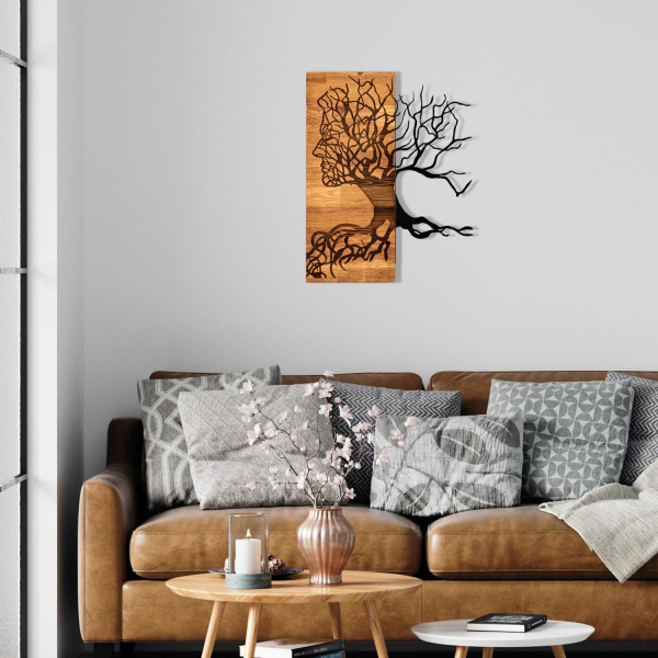 Décoration murale en métal et bois Arbre - HANAH HOME