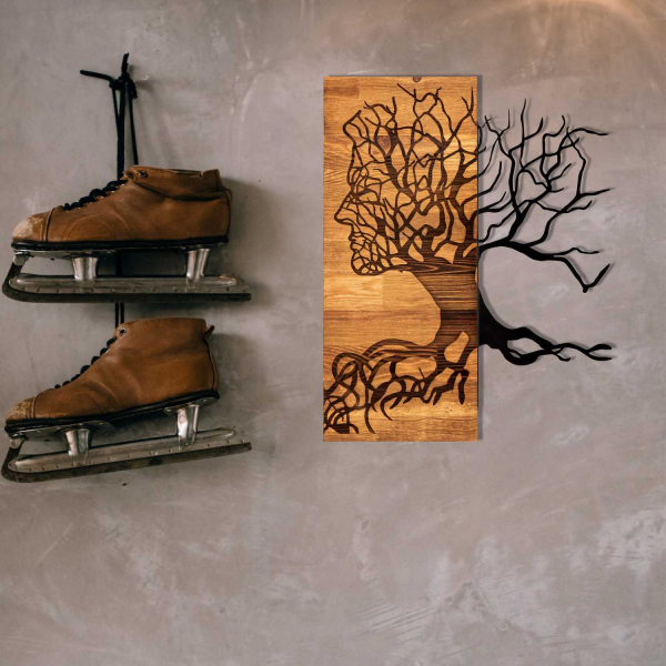 Décoration murale en métal et bois Arbre - 5