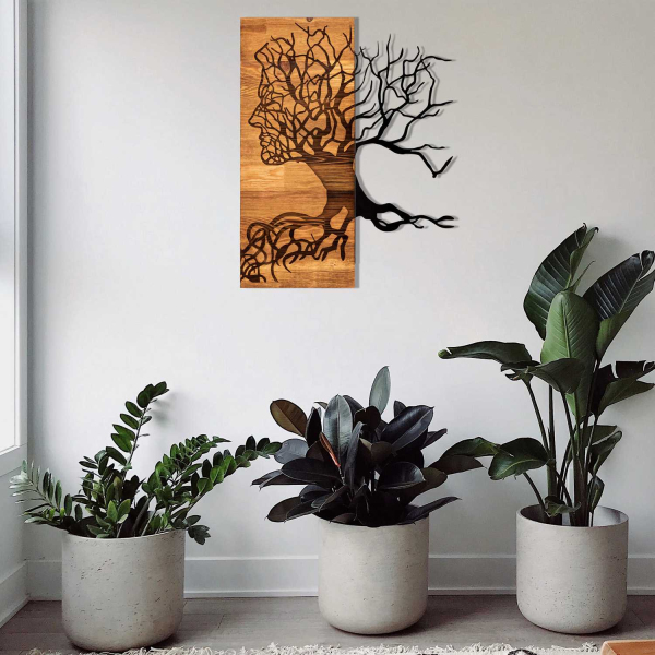 Décoration murale en métal et bois Arbre - 6