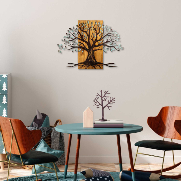 Décoration murale en métal et bois Arbre - HANAH HOME