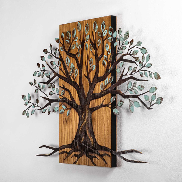 Décoration murale en métal et bois Arbre - 69,90