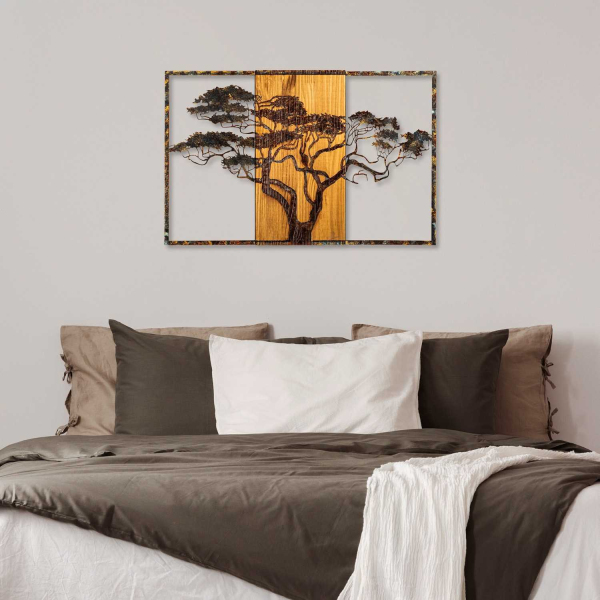 Décoration murale en métal et bois Arbre - 8