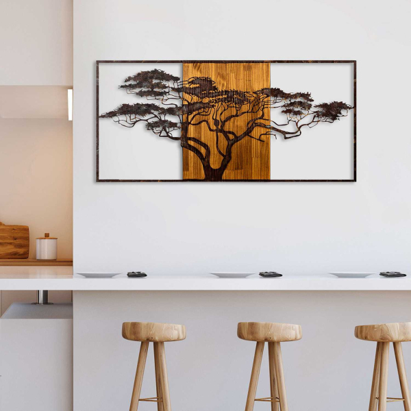 Décoration murale en métal et bois Arbre - 6