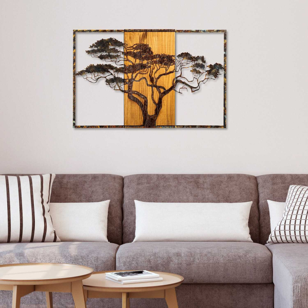 Décoration murale en métal et bois Arbre - HANAH HOME