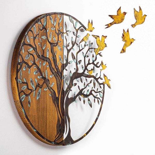 Décoration murale en métal et bois Arbre - 59,90