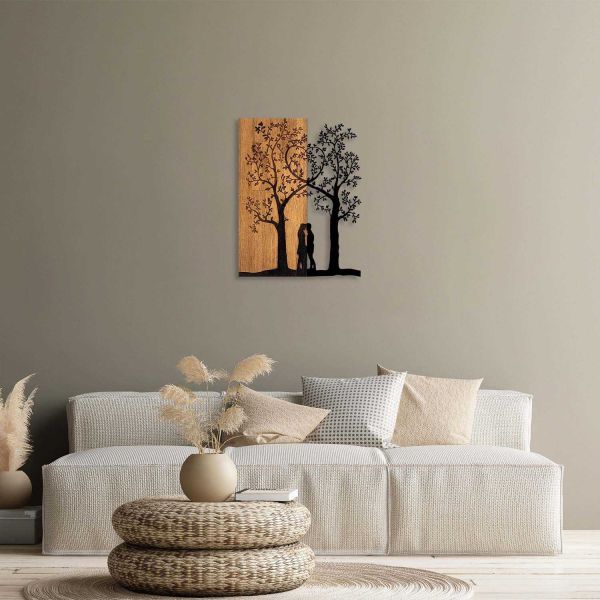 Décoration murale en métal et bois Arbre - 5