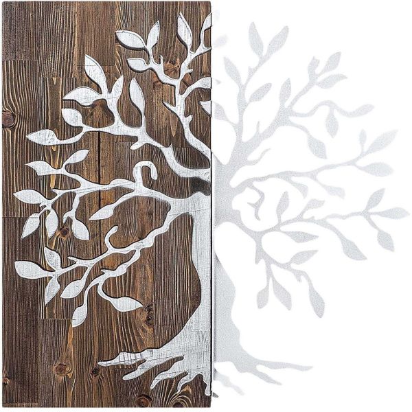 Décoration murale en métal et bois Arbre