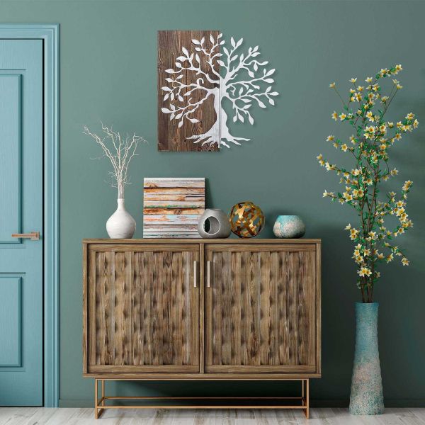 Décoration murale en métal et bois Arbre - HANAH HOME
