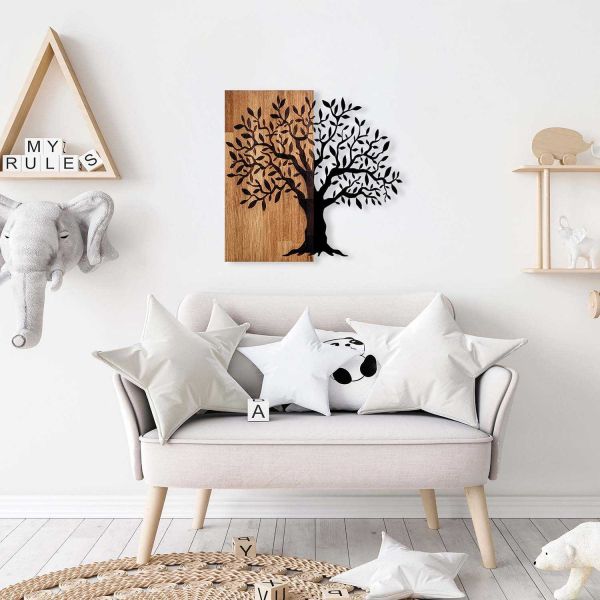 Décoration murale en métal et bois Arbre - 5