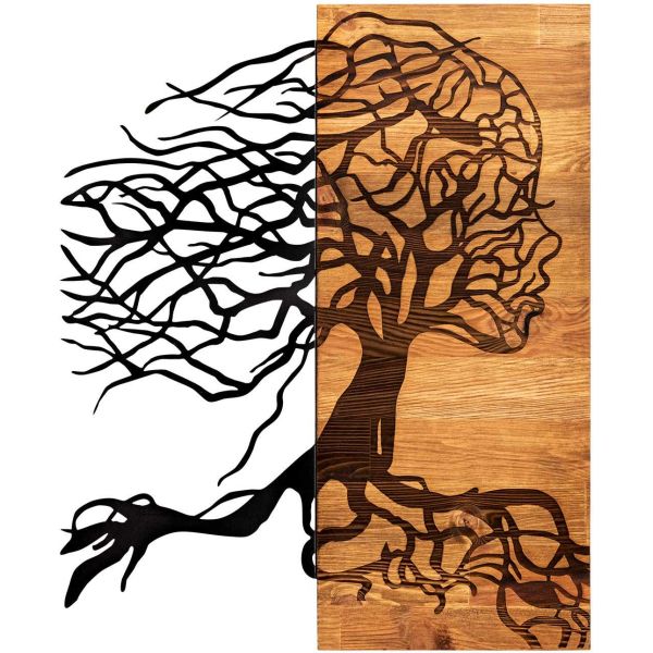 Décoration murale en métal et bois Arbre