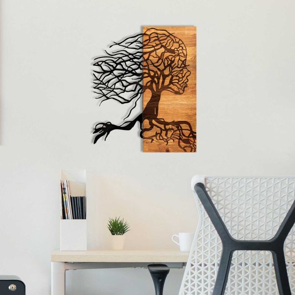 Décoration murale en métal et bois Arbre - 5