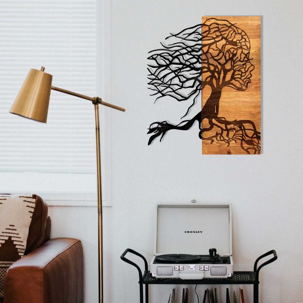 Décoration murale en métal et bois Arbre - 6