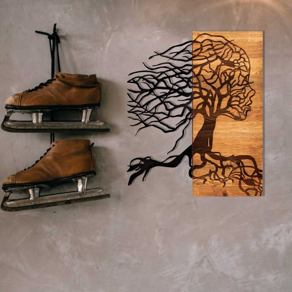 Décoration murale en métal et bois Arbre - 7