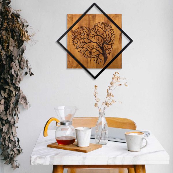 Décoration murale en métal et bois Arbre - HANAH HOME