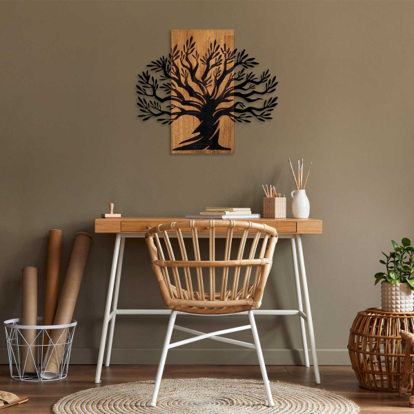 Décoration murale en métal et bois Arbre - HANAH HOME